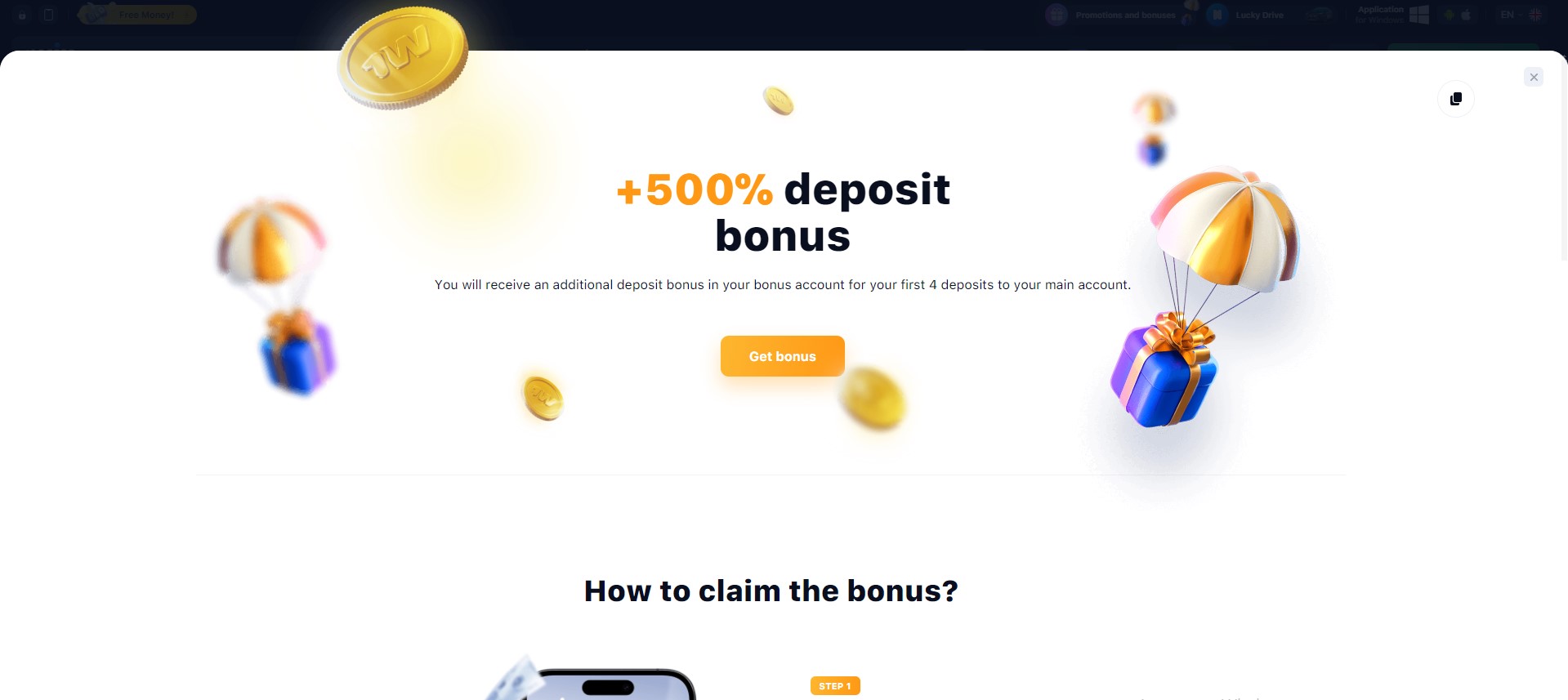 Get 500% welcome bonus